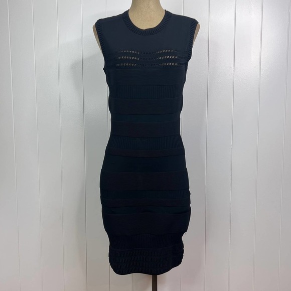 Yigal Azrouel Black Knit Crew Neck Dress SZ L - Picture 1 of 5
